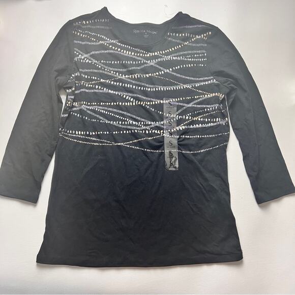 Rebecca Malone Women’s Three Quarter Sleeve Printed Blouse Sz S NWT - Picture 2 of 7